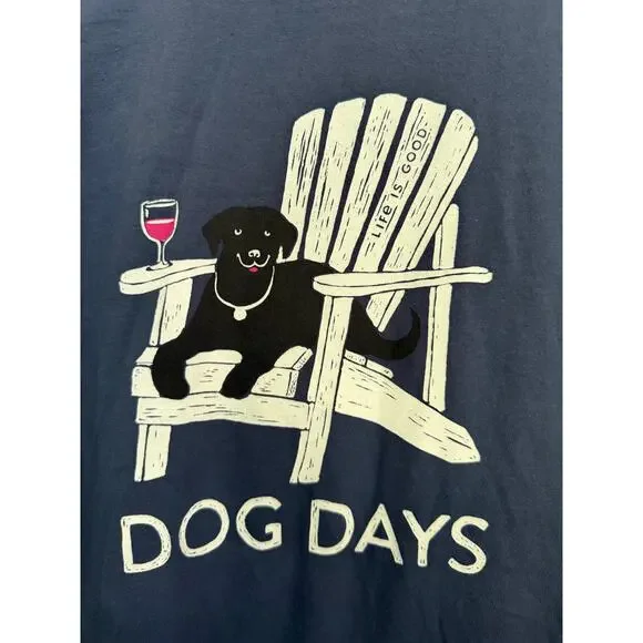 Life Is Good Crusher T-Shirt Grahic Print Crew Neck Cotton Blue Size Medium - Picture 3 of 7